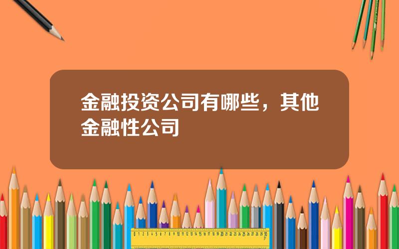 金融投资公司有哪些，其他金融性公司