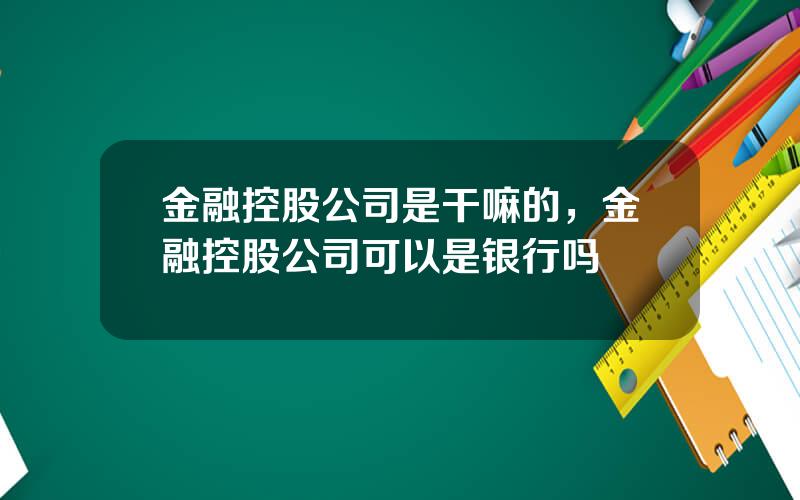 金融控股公司是干嘛的，金融控股公司可以是银行吗