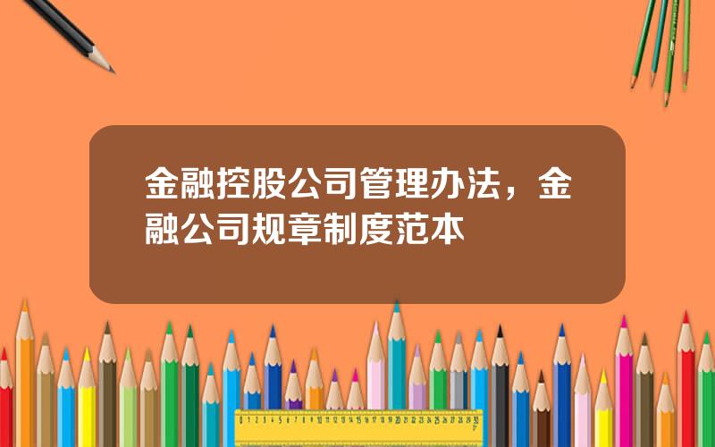 金融控股公司管理办法，金融公司规章制度范本