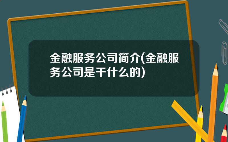 金融服务公司简介(金融服务公司是干什么的)